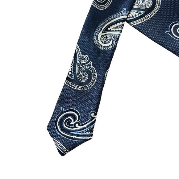 Jos A Bank Heritage Collection Mens 100% Silk Navy Paisley Neck Tie 59" x 3" - Picture 7 of 16